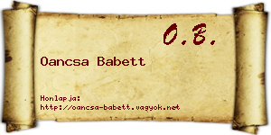 Oancsa Babett névjegykártya